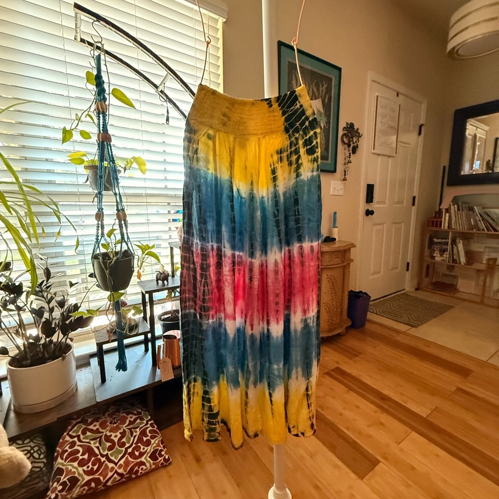 Boho Tie-Dye Wide Leg Pants – Free Size, 100% Viscose